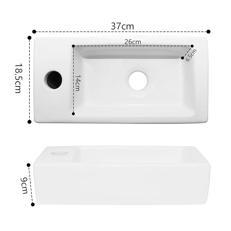 Rxakudedo 手洗い 器 壁付け型 陶器製 小さなトイレに適し洗面器 壁掛け おしゃれ シンプル 洗面台 左側陶器手洗鉢 0