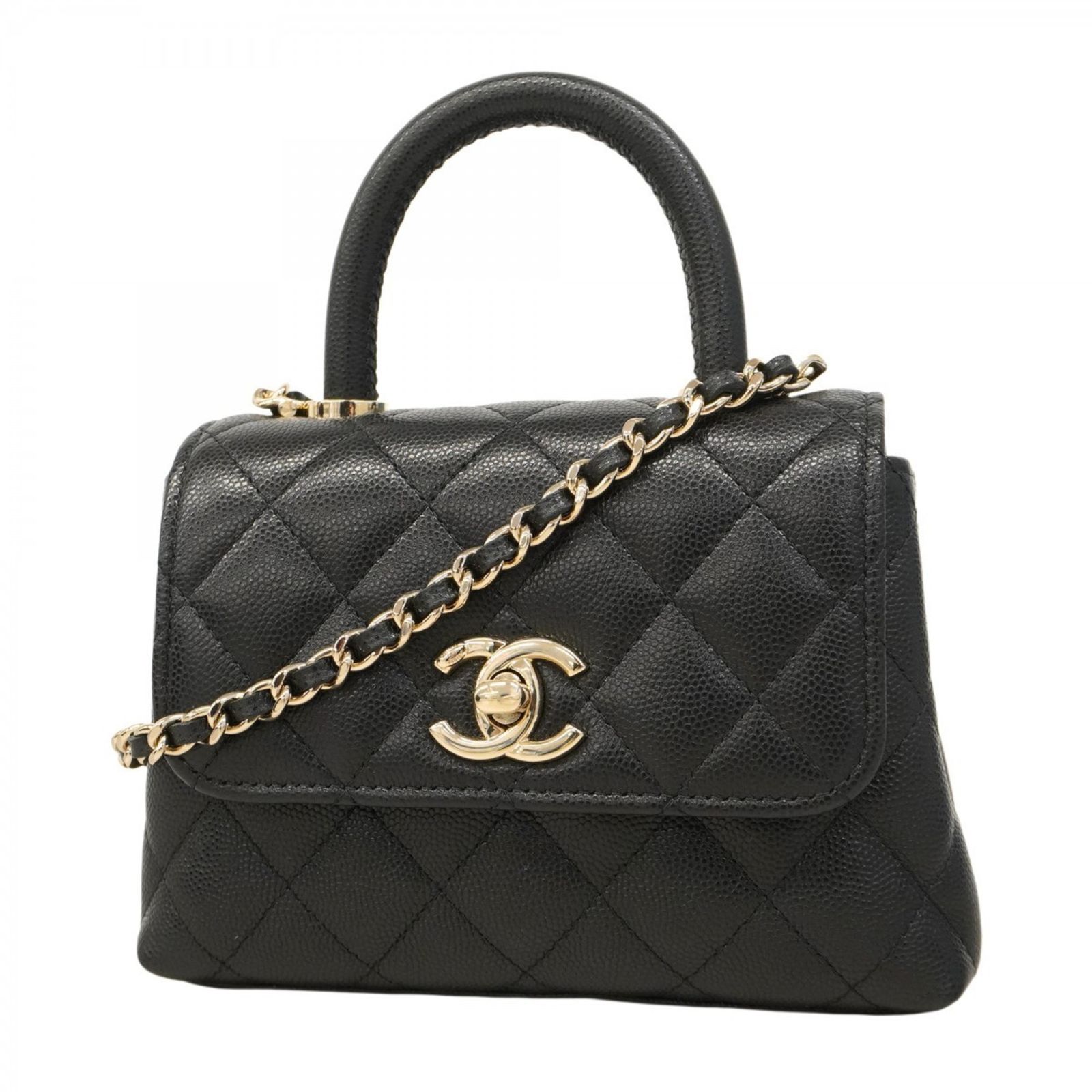 CHANEL シャネル ブラック キルティング ハンドバッグ ココハンドル 楽天市場】シャネル CHANEL ココハンドルXS オールブラック