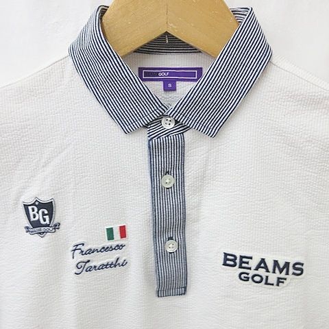 ビームス ゴルフ BEAMS GOLF ポロシャツ 刺繍ロゴ 日本製 L 白 ビームスゴルフ ポロシャツ(M)ロゴ刺繍 ホワイト 半袖 ゴルフ