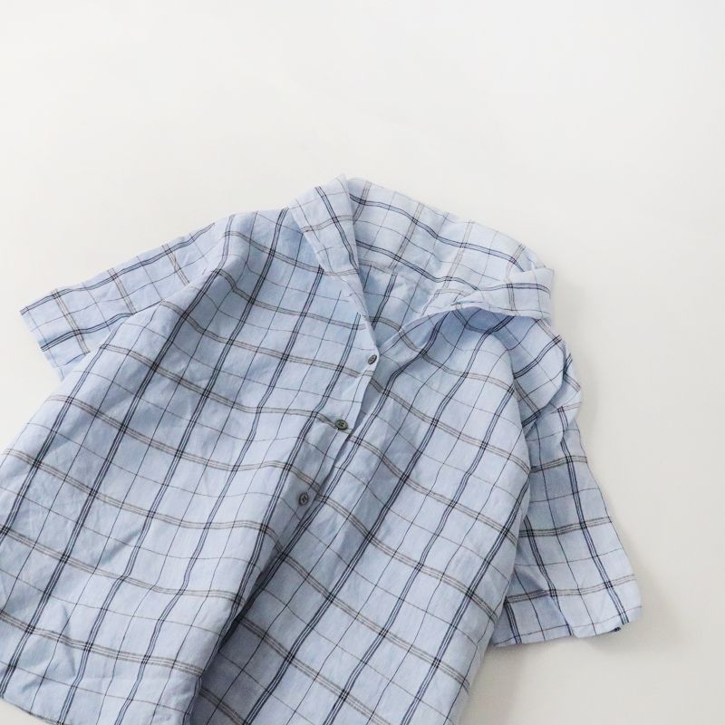 エブール ebure リネン チェックシャツ エブール ebure リネン チェックシャツ