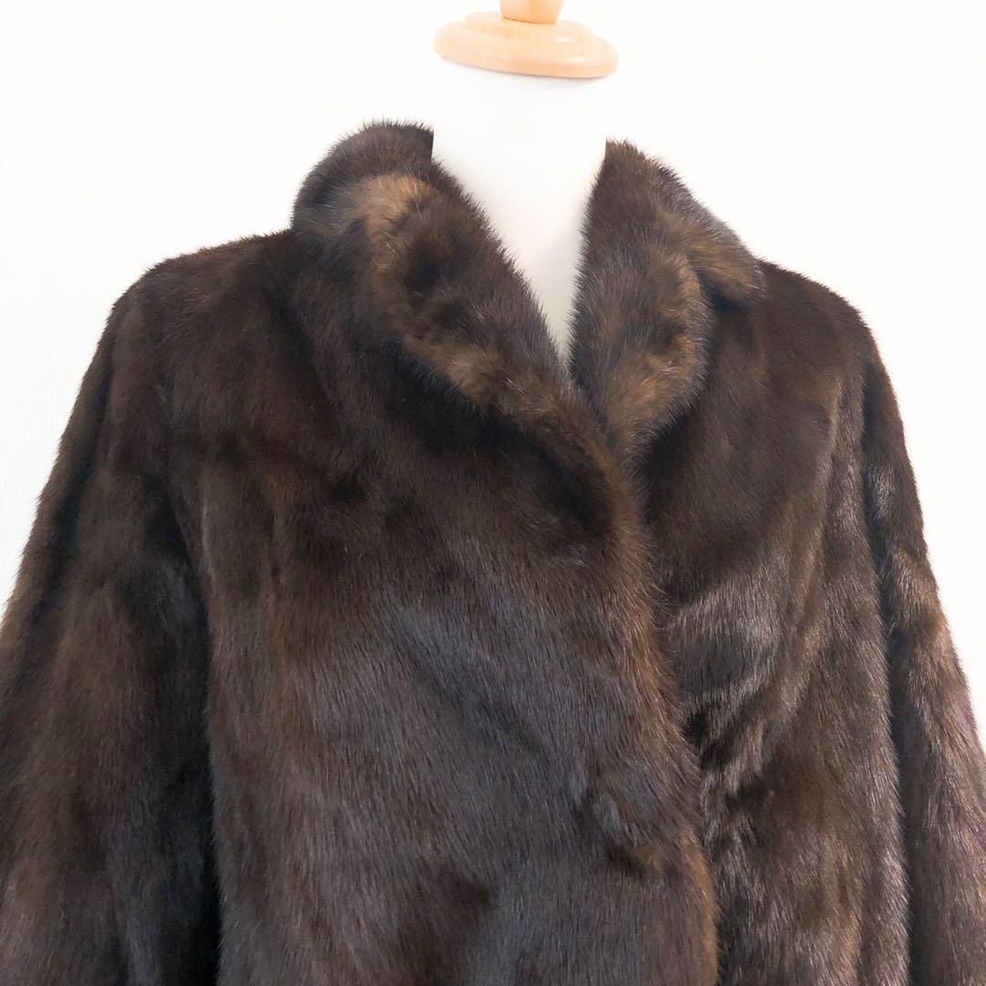 極美品 ミンクファーコート 毛皮 リアルファー ブラウン 高級 昭和
