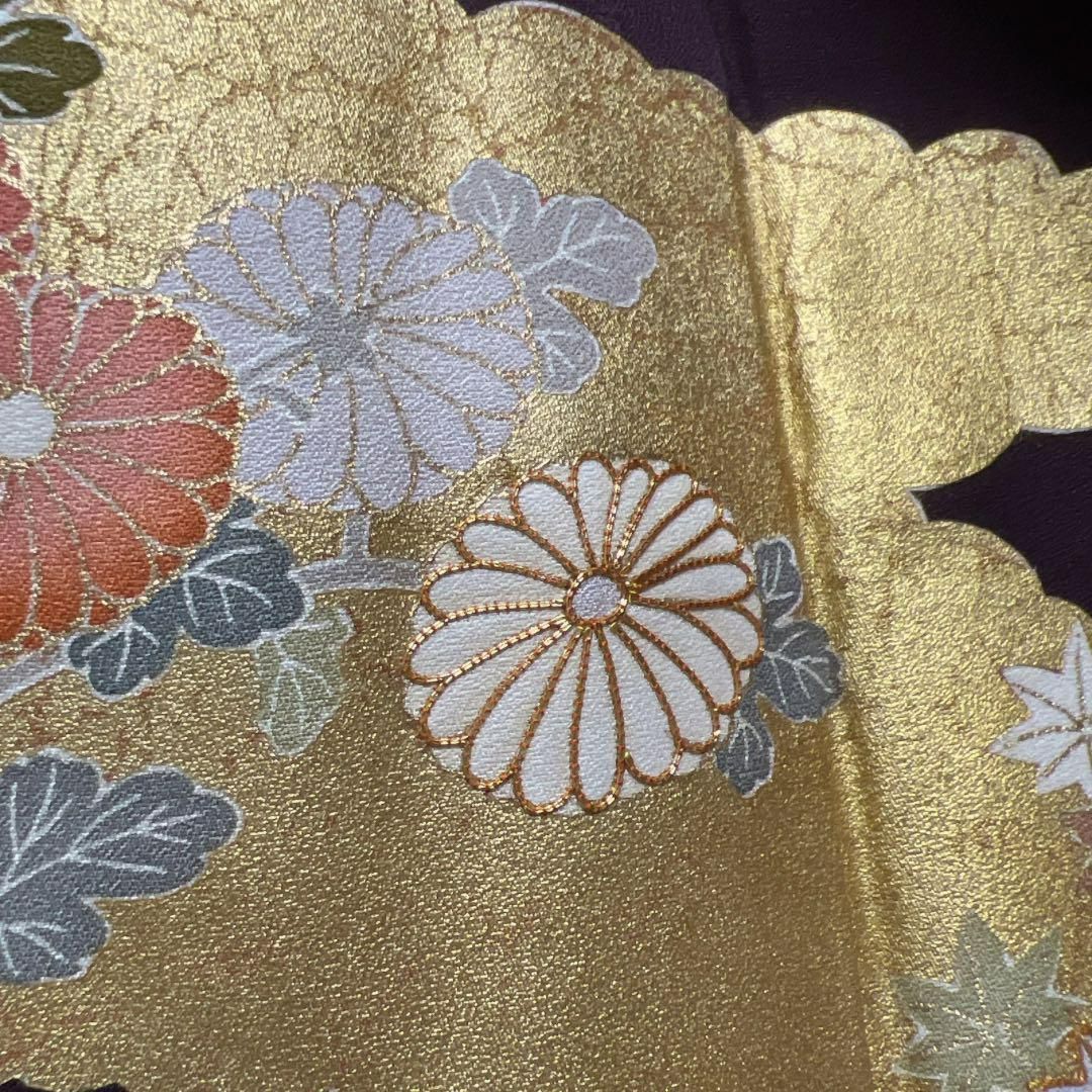 訪問着 金駒刺繍 金彩 菊 牡丹 梅 椿 鉄線 パープル 着物 092w d 訪問着 金駒刺繍 金彩 菊 牡丹 梅 椿 鉄線 パープル 着物 092w d