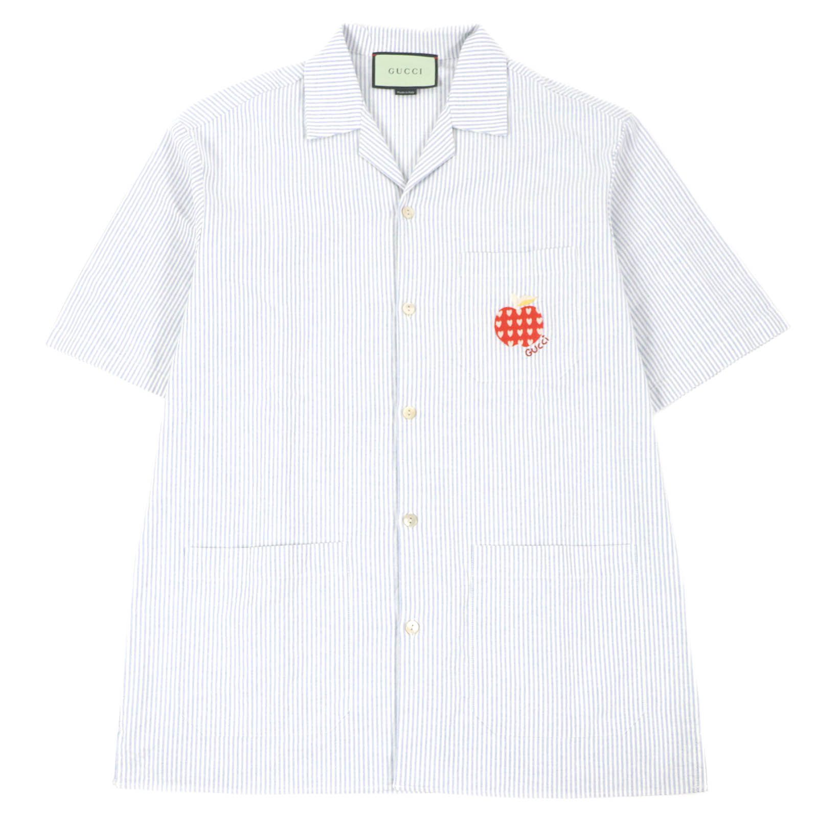極美品□GUCCI グッチ 663637 ストライプ アップル ロゴエンブロイ 