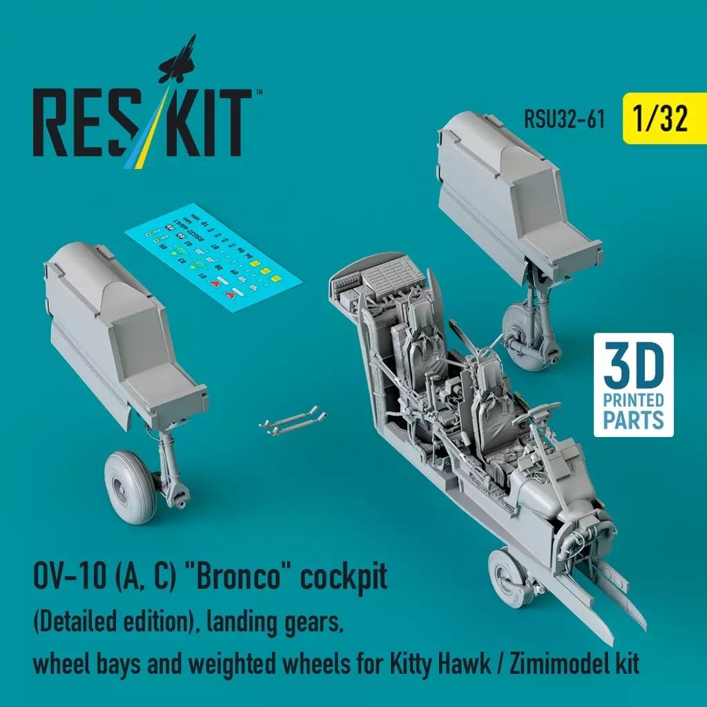 プラモデル 1|32 OV-10A|C コックピット w|立体計器盤 コンソール ＆ 着陸装置セット キティーホーク用 ディティールアップパーツ RSKU32-0061