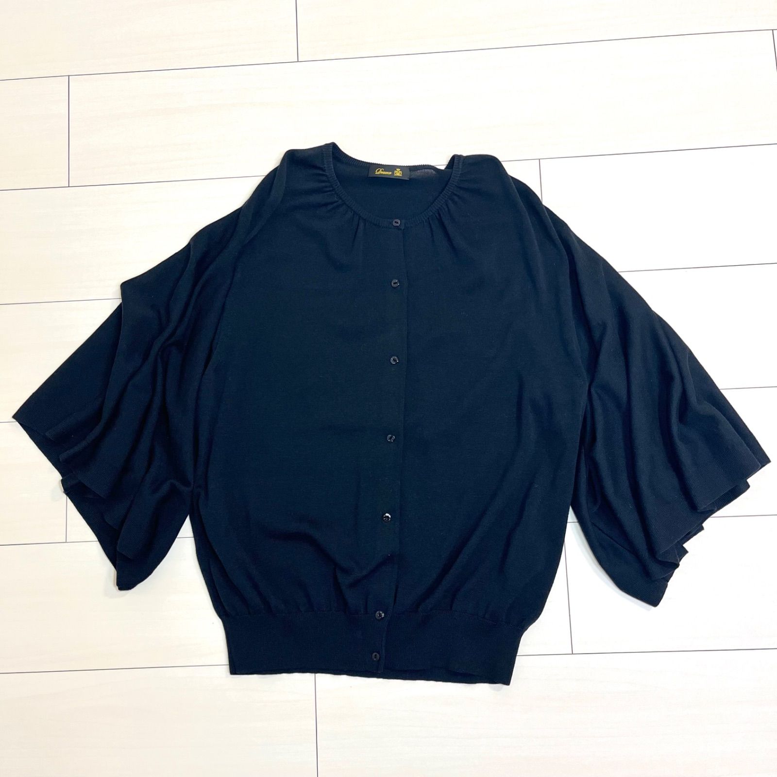 極美品 Drawer シルク混 カーディガン フレアスリーブ ドゥロワー  