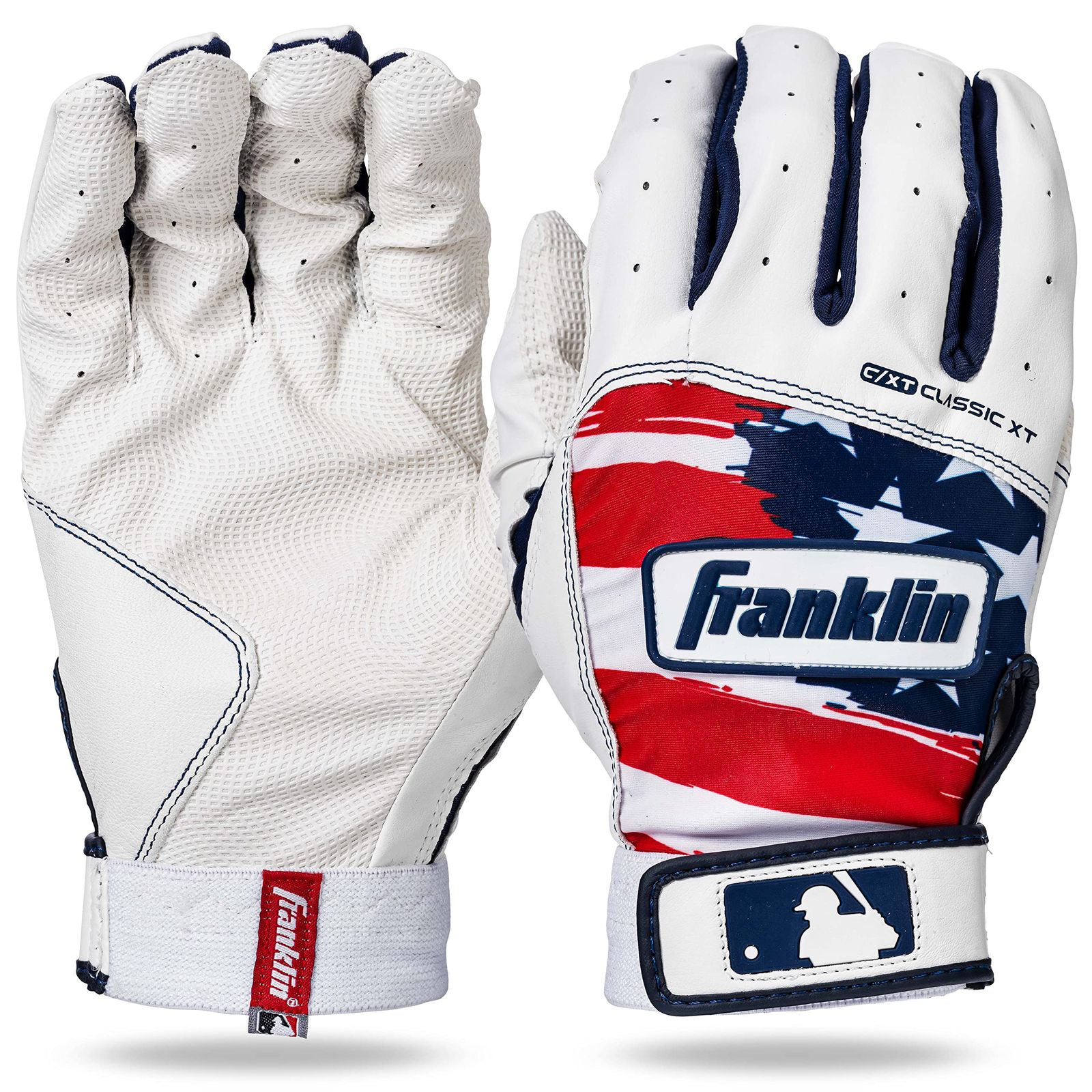 フランクリン FRANKLIN バッティンググローブ 両手用 CLASSIC XT 野球 バッティング 手袋 バッテ バッ手 プロ 22AW 21065 21065ホワイト×ネイビー×レッド Sサイズ