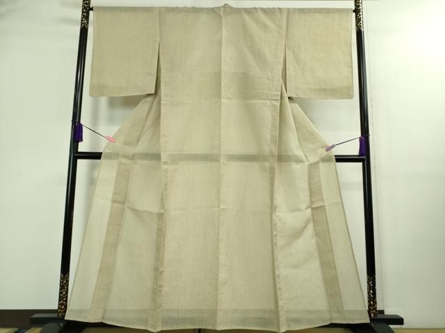 平和屋本店■極上　夏物　石川県指定無形文化財　能登上布　本麻手織上布　山崎仁一作　縞　枯色　証紙・反端付き　逸品 未使用 CYAA3640s5 平和屋本店□極上 夏物 石川県指定無形文化財 能登上布 本麻手織上布