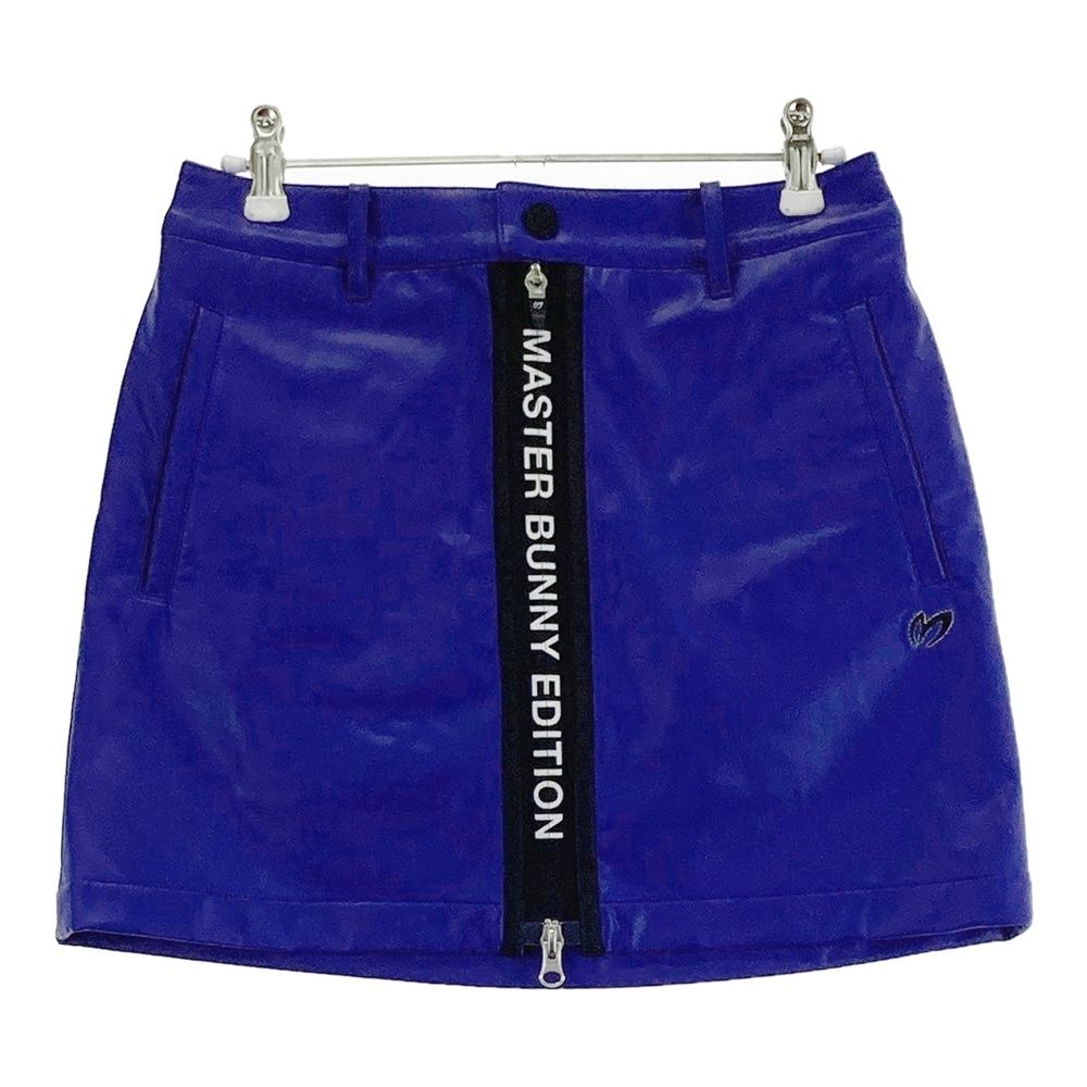 サイズ：0 MASTER BUNNY EDITION マスターバニーエディション 2023年モデル フェイクレザー ジップスカート ブルー系 [240101481619] ゴルフウェア レディース ストスト