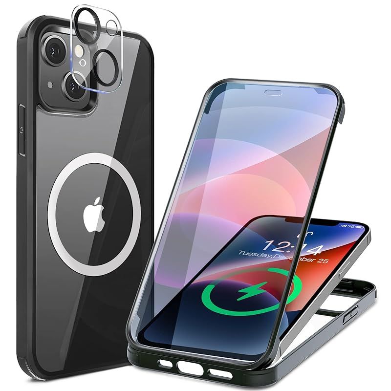 【両面強化ガラス・驚異的な耐衝撃性】HAUTRKBG iPhone 15 Plus 用 ケース クリア 全面保護 [MagSafe対応] [カメラフイルムを贈]信号干渉なし ソフトTPUバンパー マグセーフ ワイヤレス充電対応 米軍MIL規格取得 耐衝撃  0