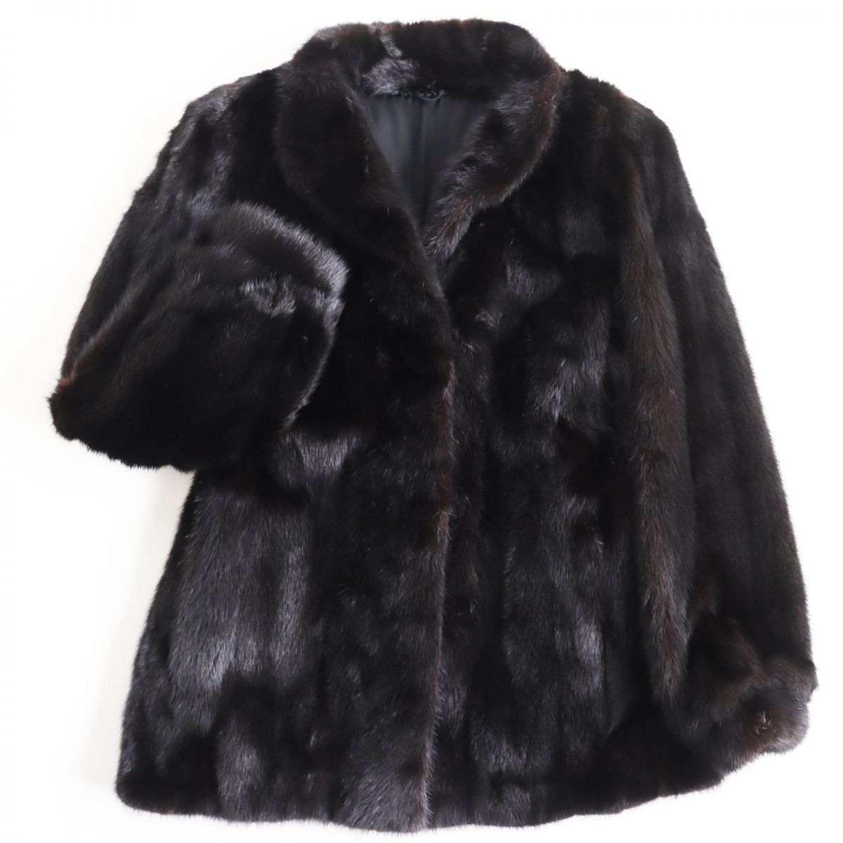 極美品▽MINK ミンク ノーカラー 本毛皮ジャケット/ショートコート
