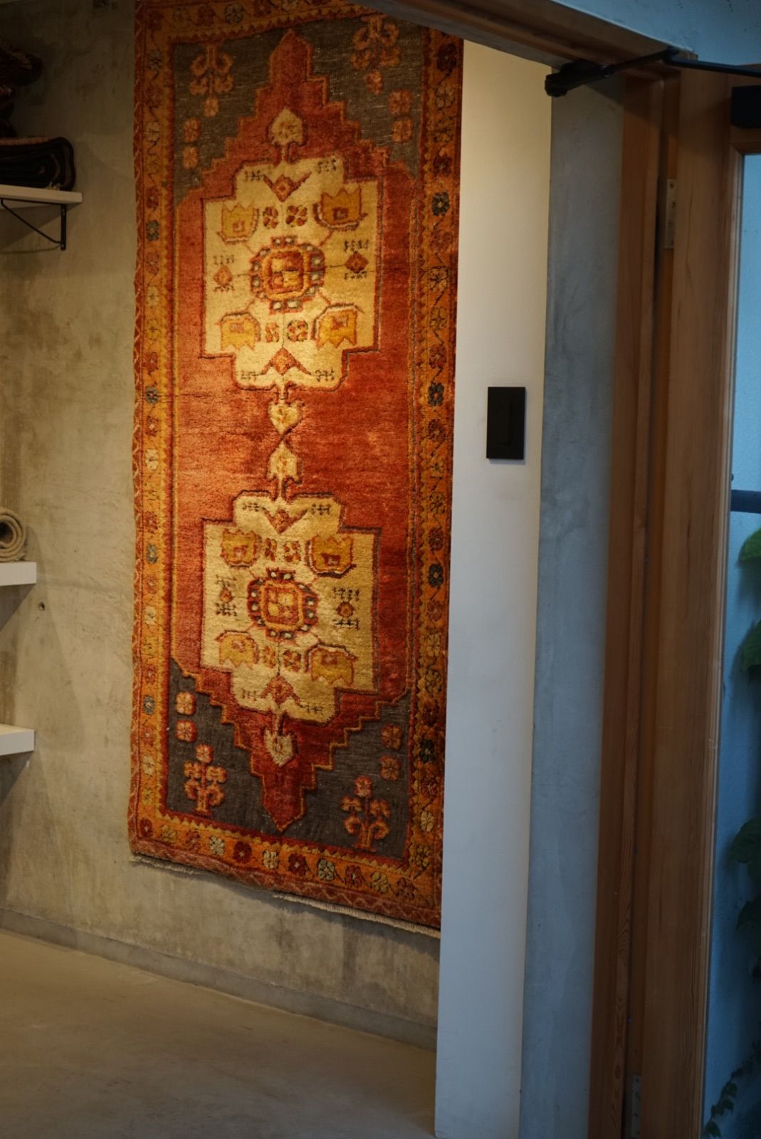 専用124×190 ブラウン×ネイビー 豪華メダリオン　トルコヴィンテージラグ ヴィンテージ ラグ トルコ 190×120 専用124×190 ブラウン×ネイビー