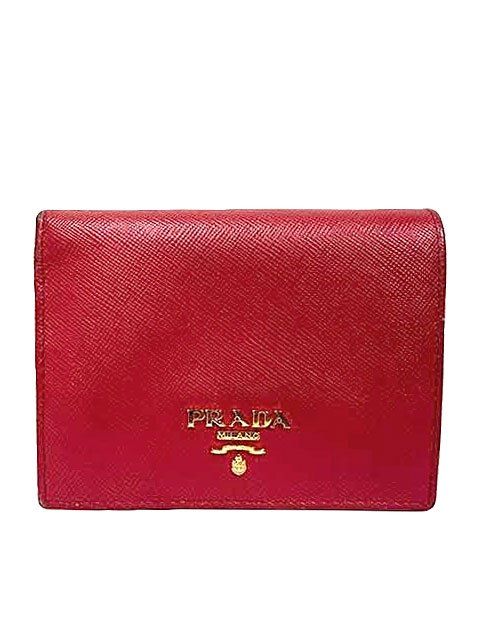 中古】 PRADA プラダ 財布 本革 サフィアーノ 二つ折り財布 ピンク S20