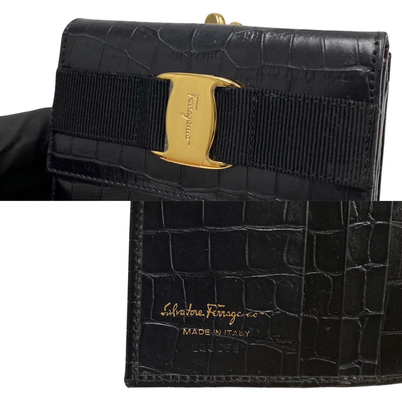 極 美品 希少品 Salvatore Ferragamo フェラガモ ヴァラ 金具 レザー