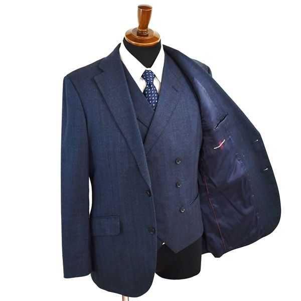 ALEXANDER JULIAN スーツセットアップ KB5 LLネイビー 5XF042】ALEXANDER JULIAN 3ピース 2つボタン シングルスーツ M