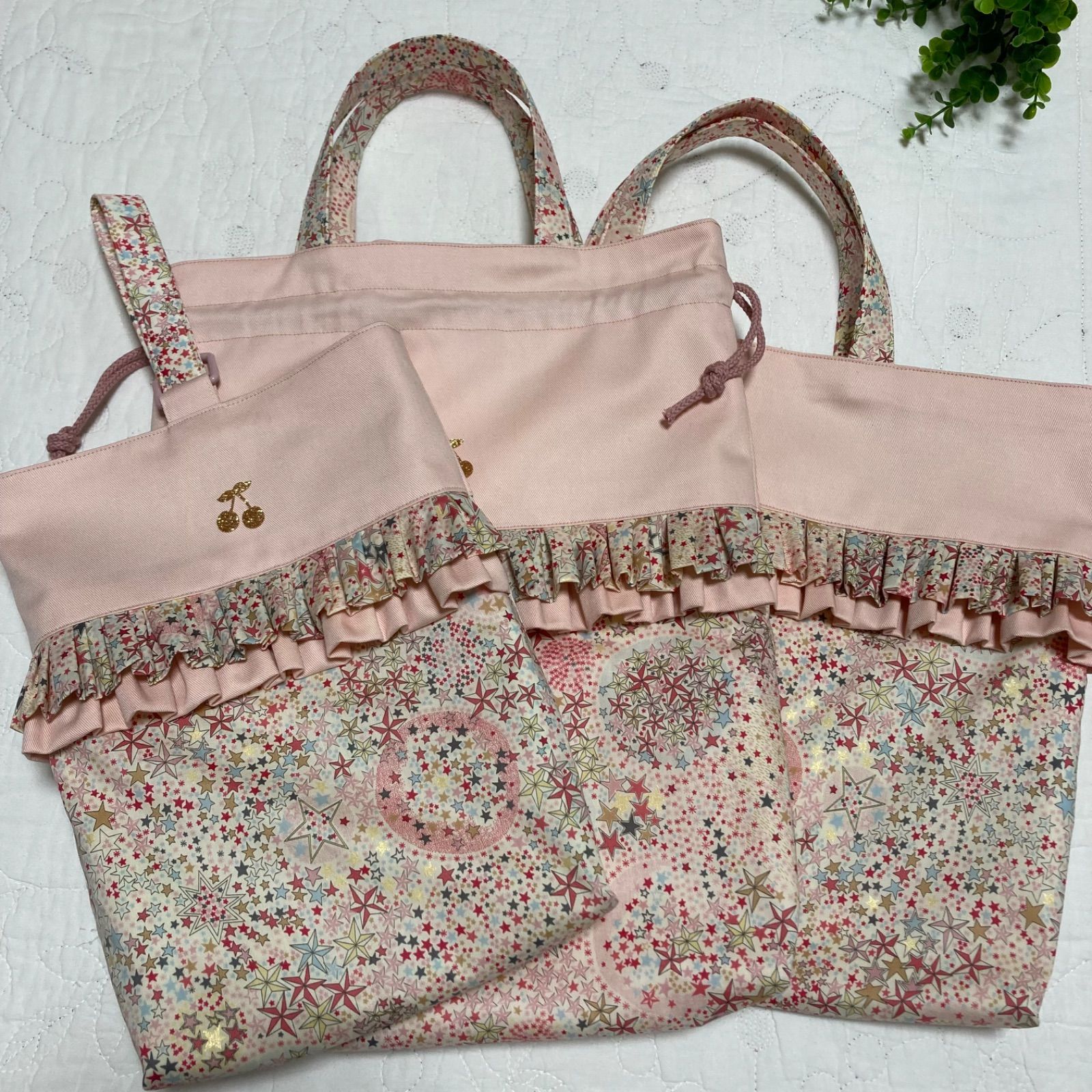 メドウテイルズ ピンクラベンダーレッスンバッグ 上履き入れ リバティ