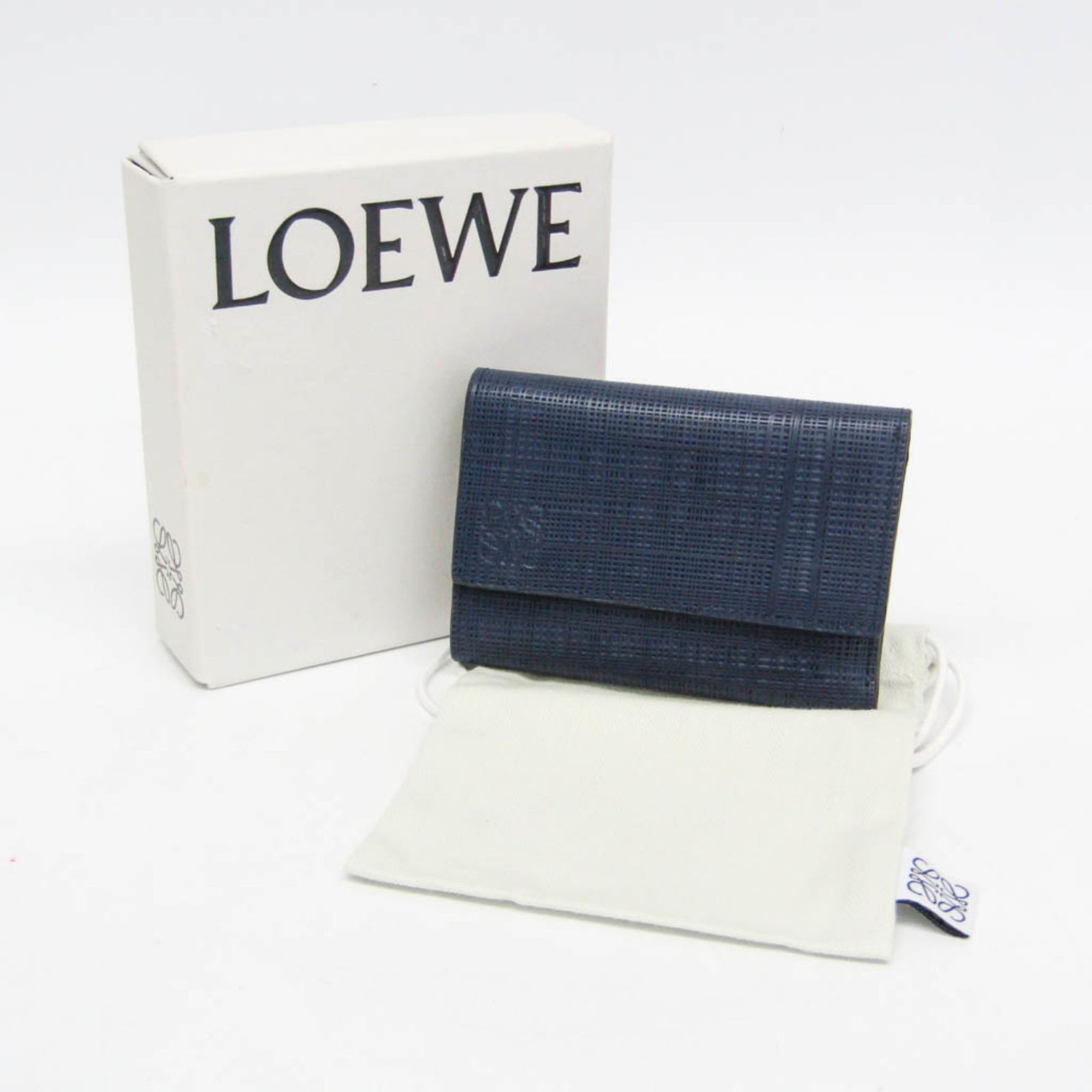 ロエベ Loewe スモール バーティカル ジップウォレット 101.88.S97 メンズ レディース レザー 財布 三つ折り ダークネイビー