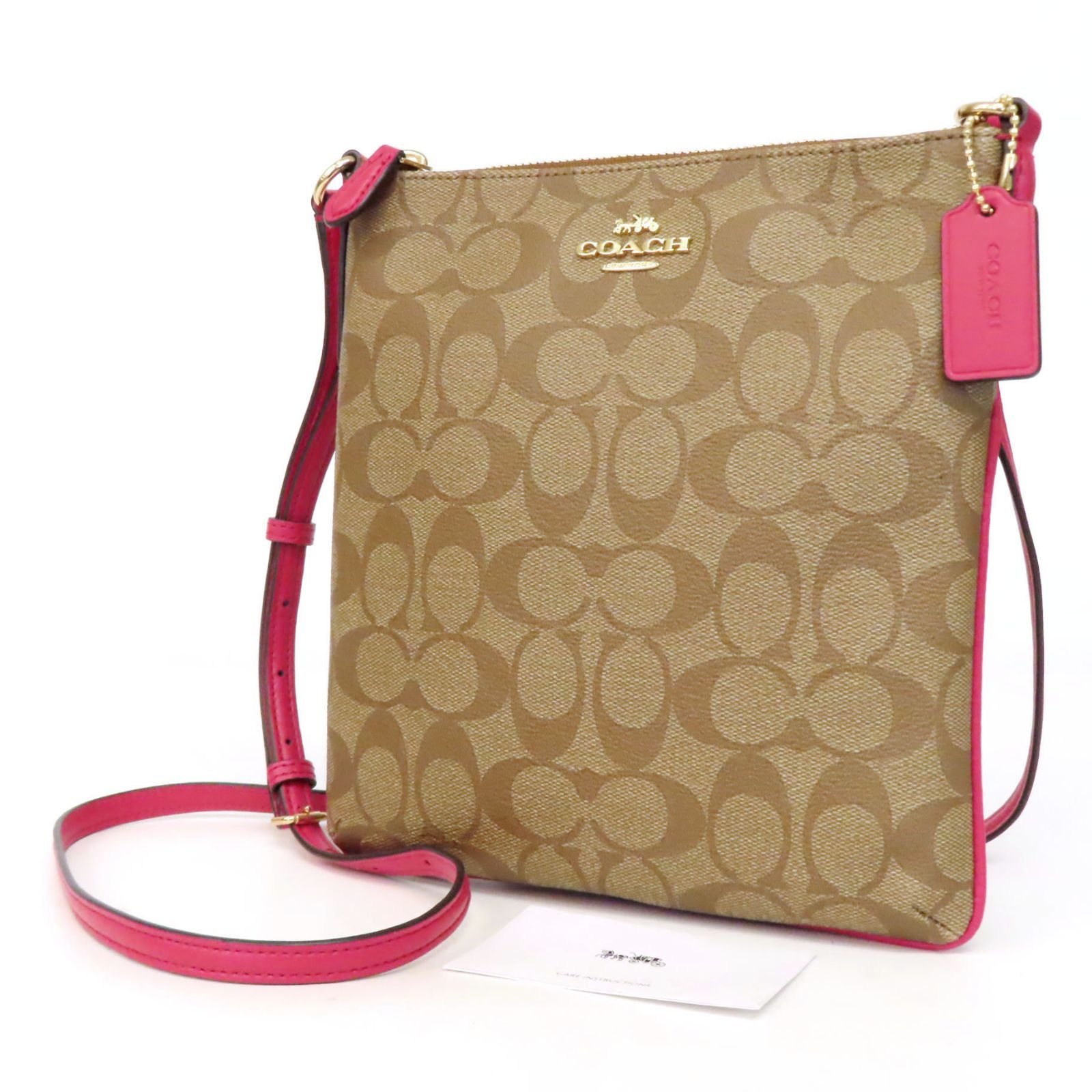 OH25003 美品 COACH コーチ ショルダーバッグ サコッシュ PVC×レザー 