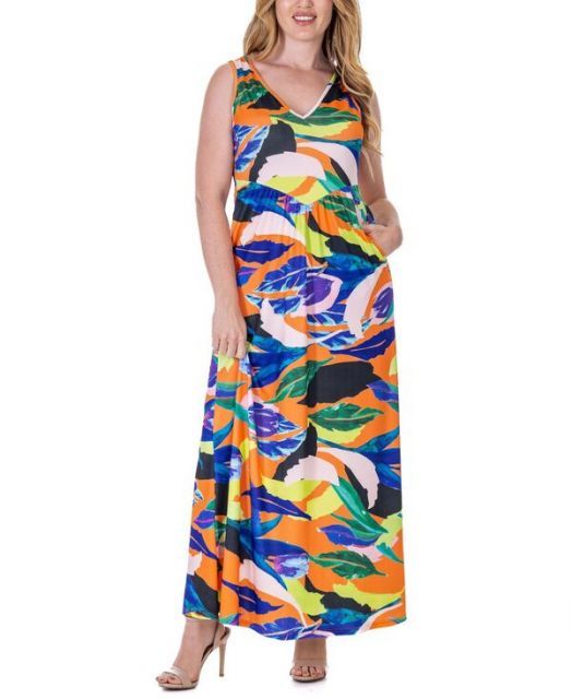 【送料無料】 24セブンコンフォート レディース ワンピース トップス Print Sleeveless V Neck Maxi Pocket Dress Miscellane