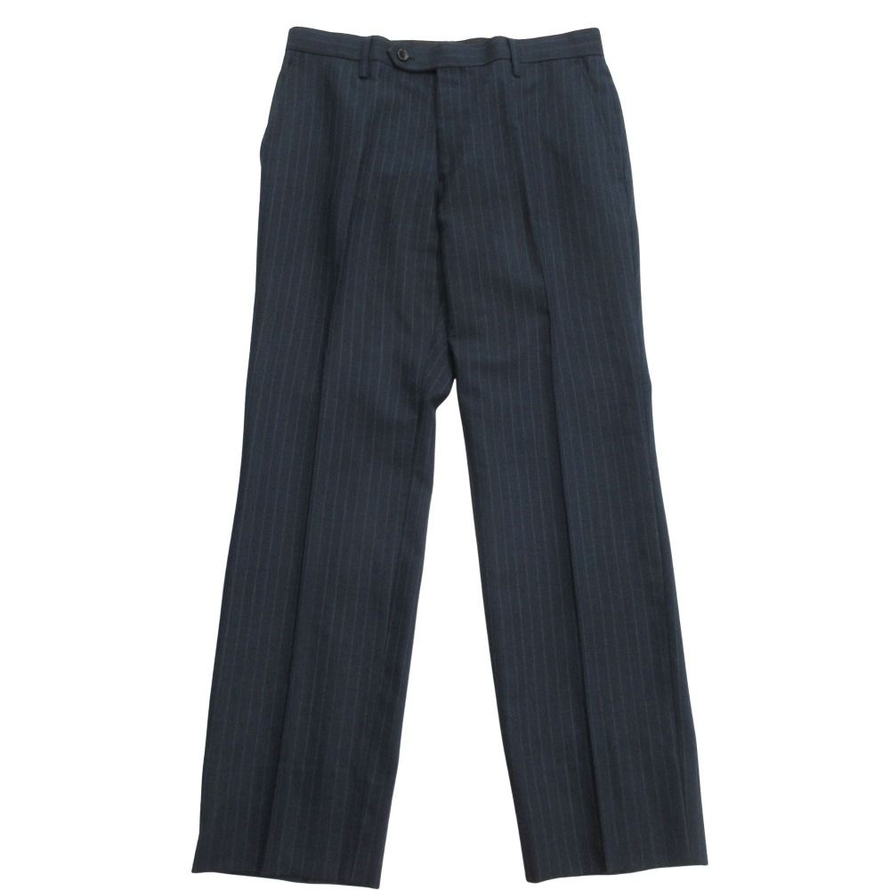 COMME CA ISM コムサイズム ウール ストライプ セットアップ スーツ ジャケット パンツ フォーマル 総裏 L 紺 ネイビー メンズ 古着 KANDAIZUMI_COM