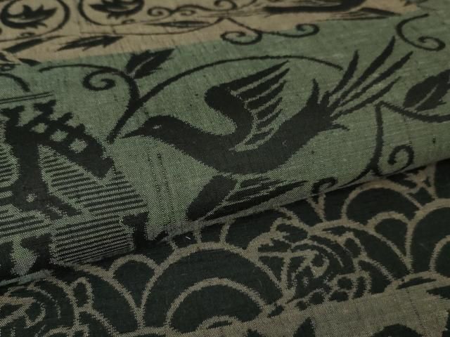 平和屋本店□極上 本真綿紬 柿渋染 切嵌 名物裂 証紙付き 逸品 未使用