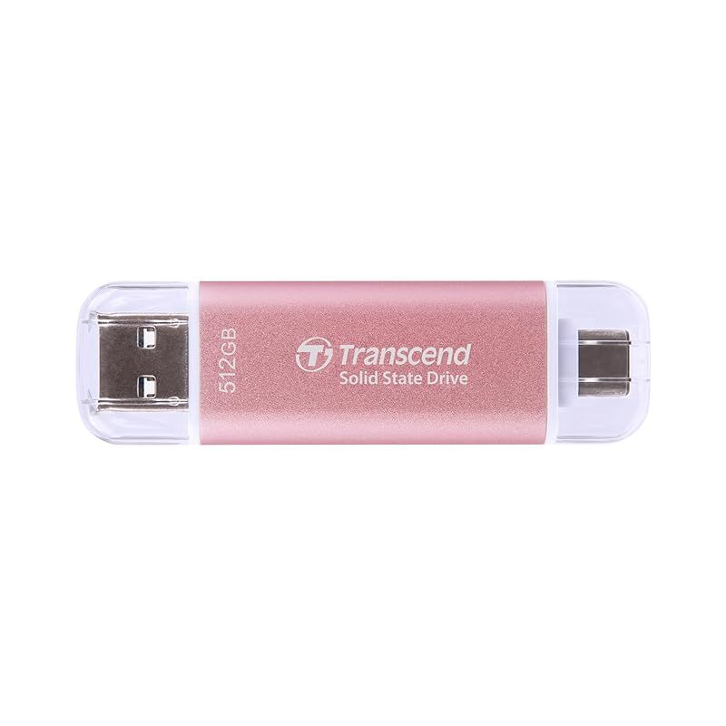トランセンド ポータブルSSD 512GB 最大1050 MB|s 軽量11g Type-A|Type-C 両対応 PS4|PS5 動作 済 USB 10Gbps ピンク TS512GESD310P 1