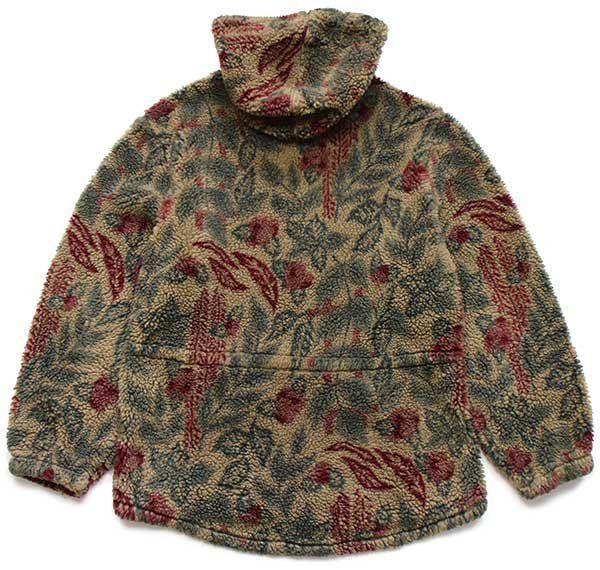 90s USA製 Woolrichウールリッチ フラワー リーフ 総柄 パイル