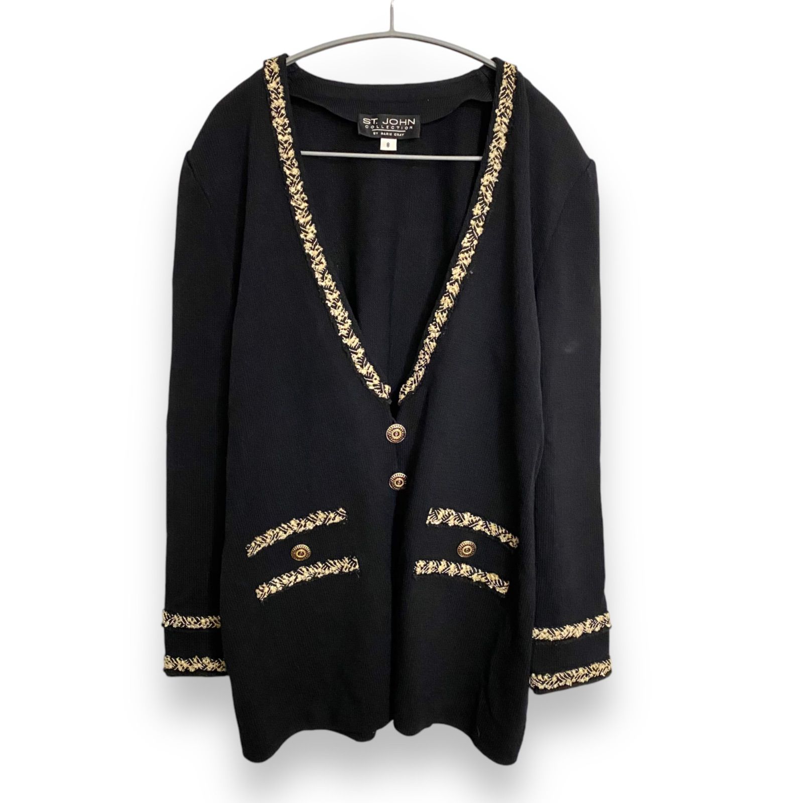 ST. JOHN(セントジョン)レディースニットカーディガン 装飾 ゴールド  