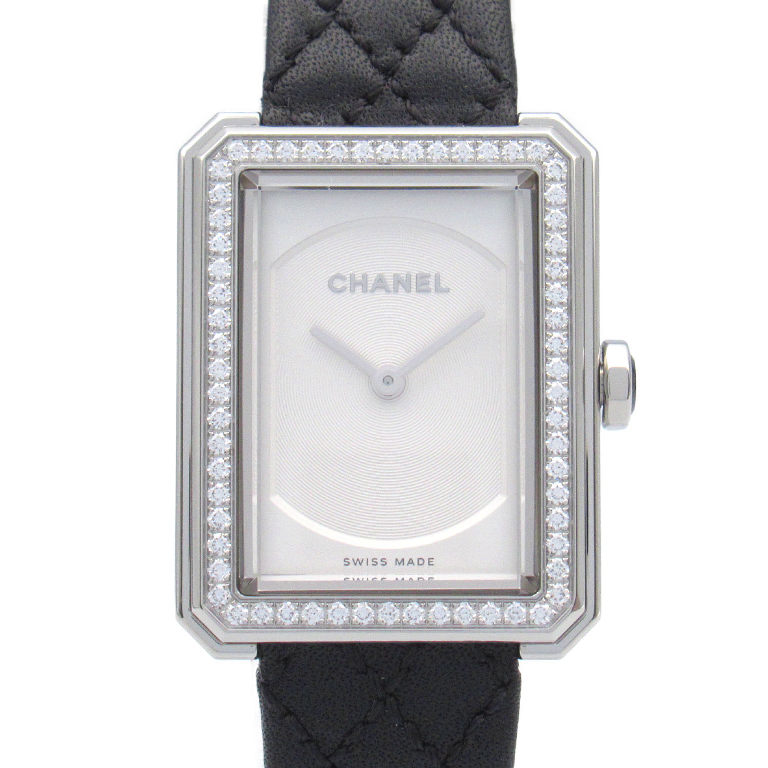 シャネル CHANEL 腕時計 ボーイフレンド ダイヤベゼル H6955 シルバー ステンレススチール レザーベルト ボーイフレンド ダイヤベゼル レディース Used A
