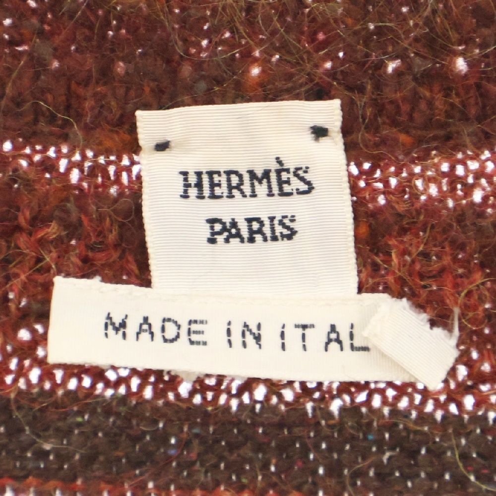 HERMES (エルメス) 総柄 カシミヤ アルパカ モヘヤ混 Vネック