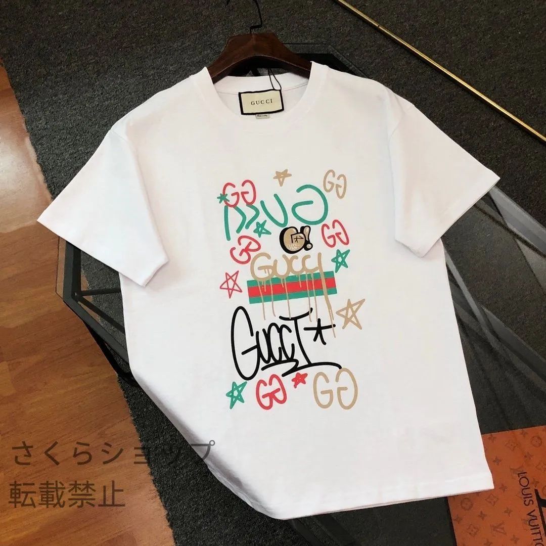 GUCCI グッチ/プリントアルファベットロゴクルーネック半袖Tシャツ 、男女共通 - メルカリ