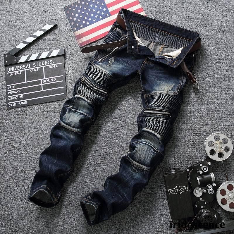 ジーンズ メンズ デニムパンツ バイクパンツ ダメージ加工 ストレッチ スキニー バイクウェア オートバイ ジーンズ 個性 スリム 細身レーシ