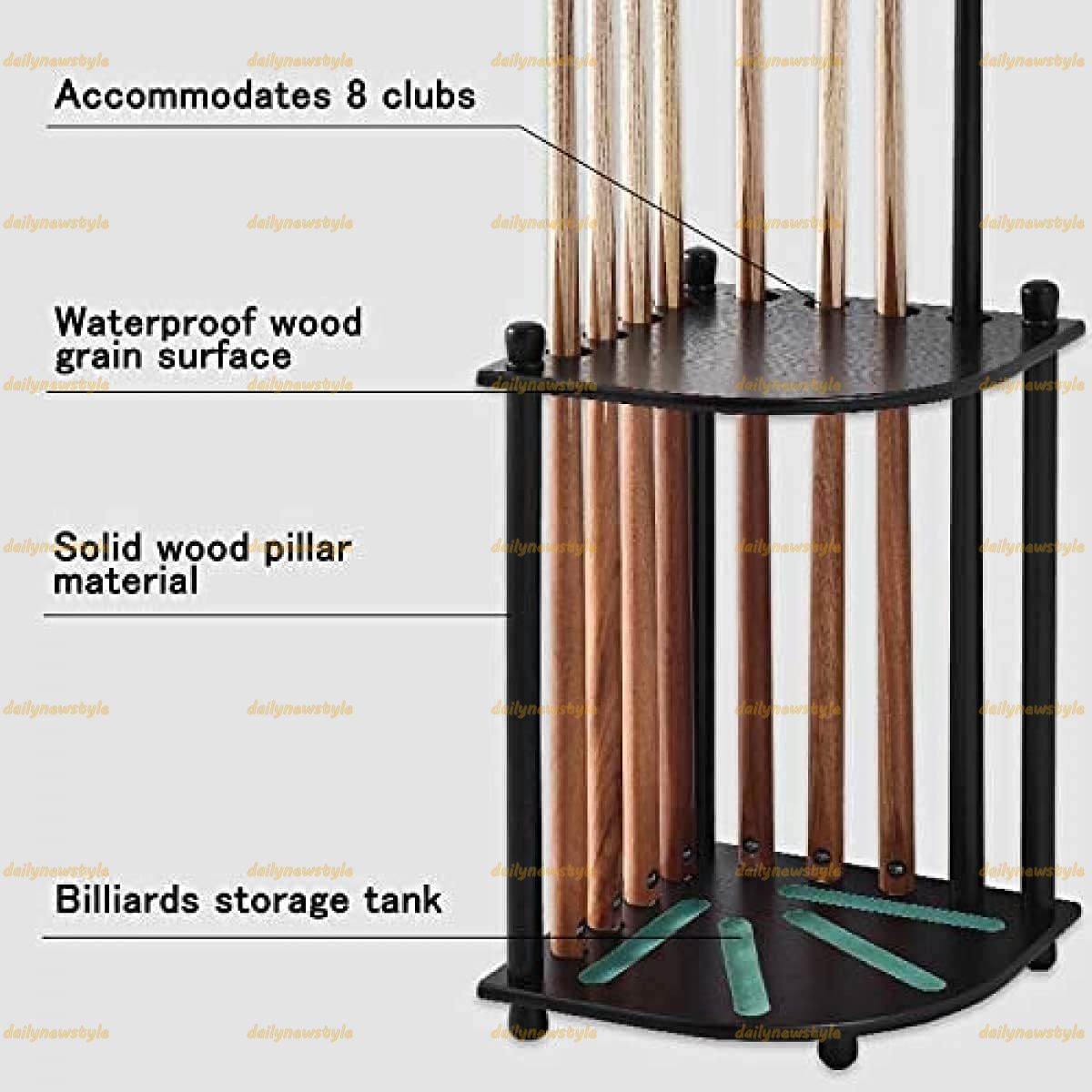 人気推薦 ビリヤードスティックスタンドプールキューホルダー無垢材ビリヤードスティックスタンドフロアスタンドキューラックラックは8つのキューを保持しますビリヤードキュースタンドとプールボールのセット自立