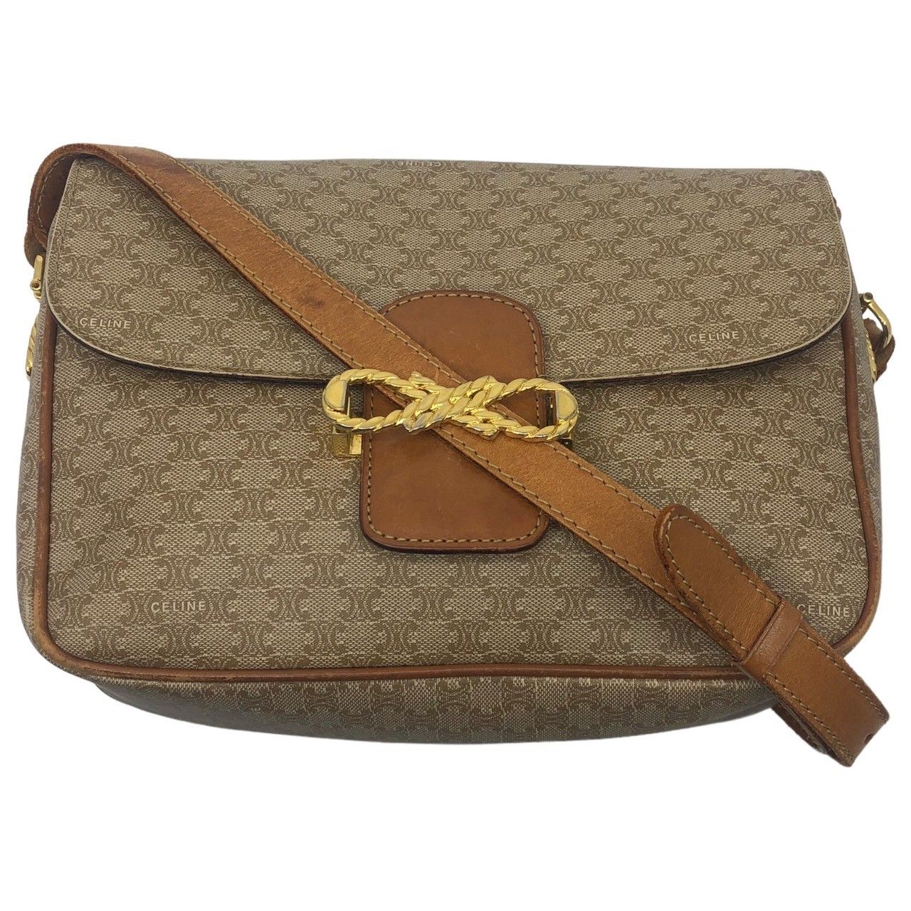 CELINE(セリーヌ) Vintage macadam gold hardware shoulder bag