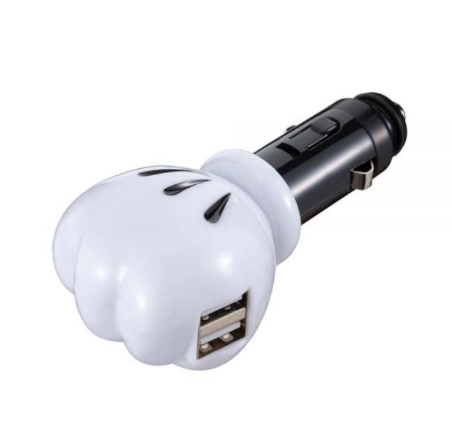 콘센트 미키 핸드 라이트 2.4A 자동차 USB 전원 공급 장치 2 포트 시가 소켓 충전기 스마트 폰 태블릿 12V LED 자동차 액세서리 나폴렉스 WD-324