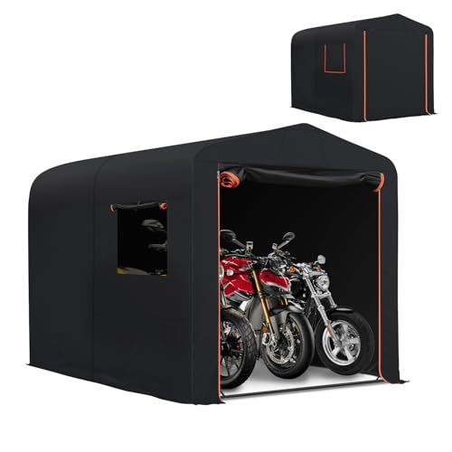 最新型三角形設計 Lサイズ Mozan 大型バイクガレージ サイクルハウス サイクルポート 大型バイク 3台用 バイクテント バイクシェルター 自転車テント 自転車置き場 屋外簡易 車庫 家庭用 物置 収納 防水 日よけ 日本語説明書 Lサイズ 210mp