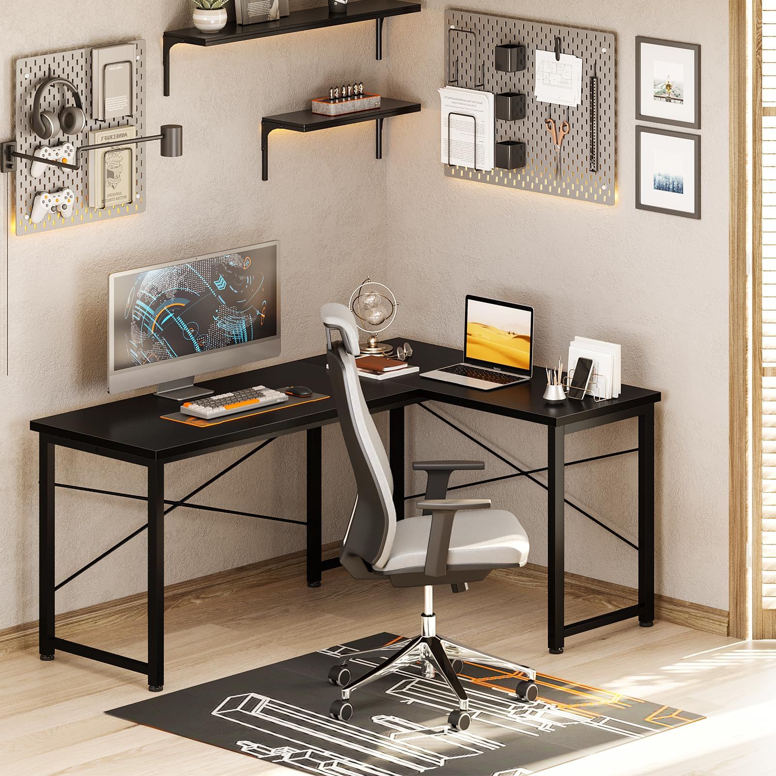 書斎 在宅勤務 組立簡単 オフィスデスク 左右切り替え ワークデスク 机 デスク ブラック pcデスク L字型 ゲーミングデスク 幅120 パソコンデスク l字デスク ODK USTAUSTRALIA_COM_AU