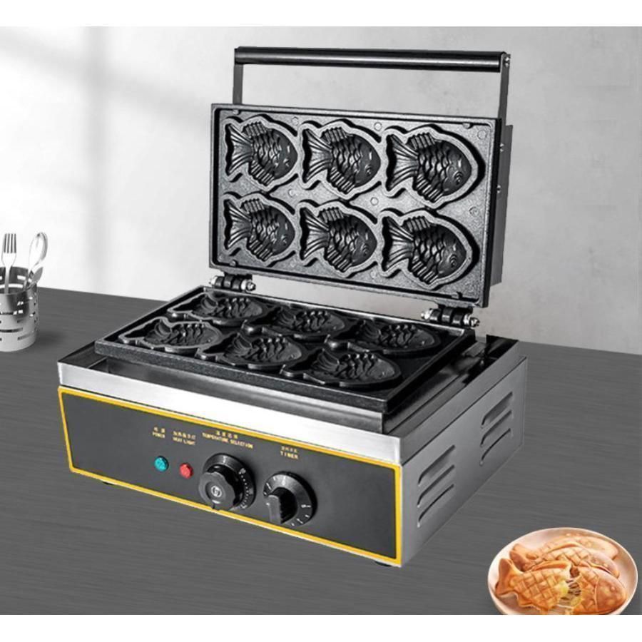  人気推薦◆屋台 ファーストフード機器 業務用 たい焼き機 一度に6個成型可能 応募券