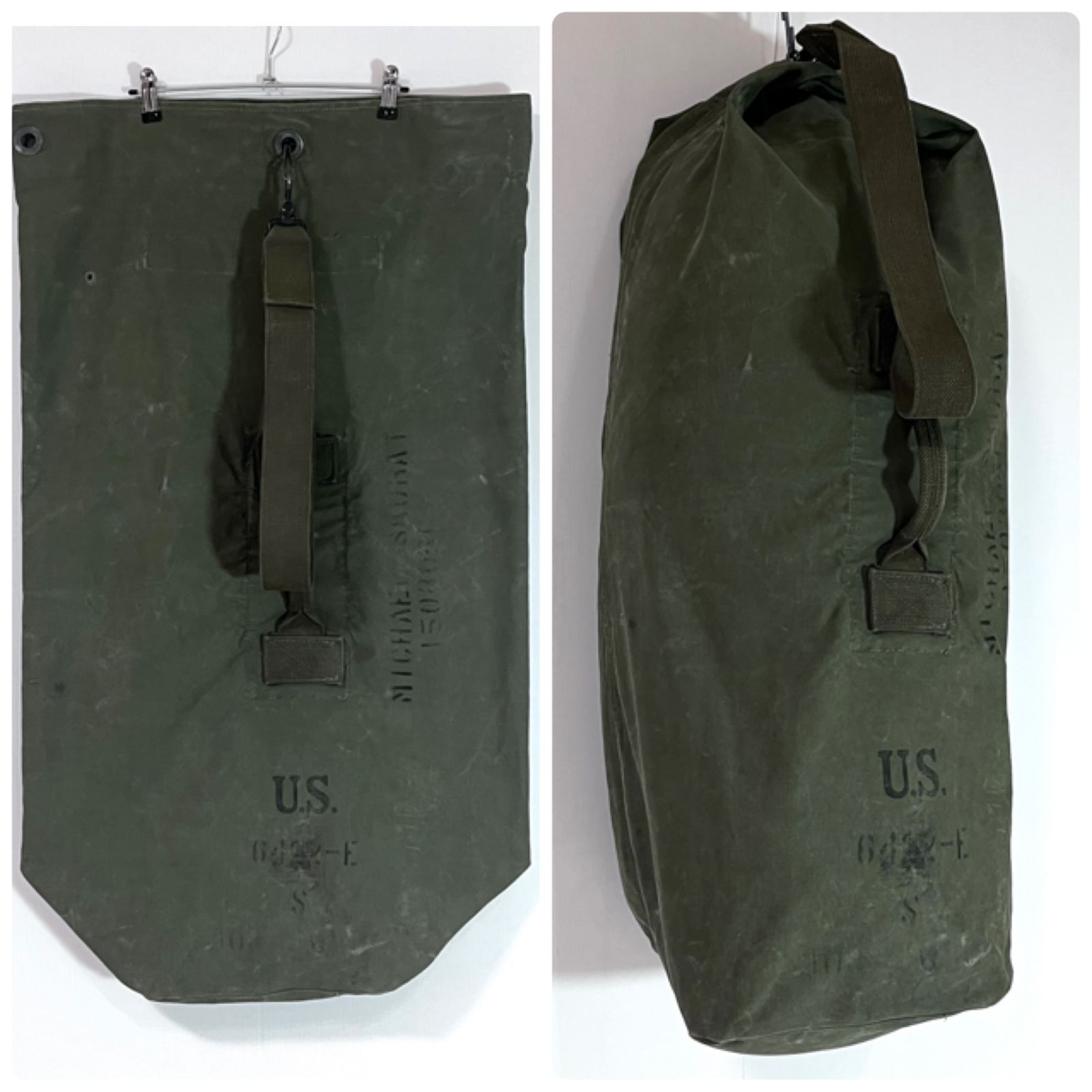  40 s 1944年 U ARMY WW 2 大戦モデル 米軍実物 USステンシル ヴィンテージ ワンショルダー ダッフルバック キャンバス ックバッグ ミリタリー オリーブグリーン カーキ OG 107 WWII p ダッフルバッグ リュック バッグ