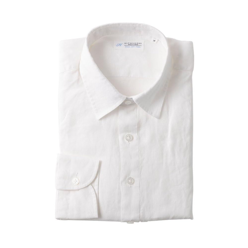 Size M_Color ホワイト HITOYOSHI リネンシャツ 長袖2サイズ CD1S レギュラー|ホワイト|M 人吉 ワイシャツ メンズ 麻