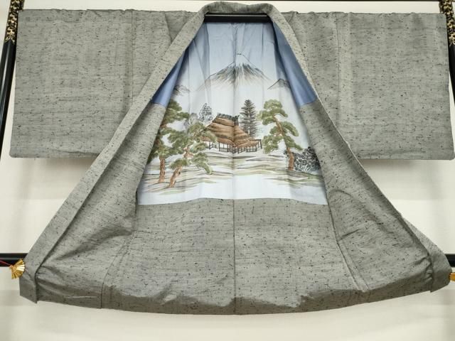 平和屋着物 男性 紬 アンサンブル 霞文 正絹 ck