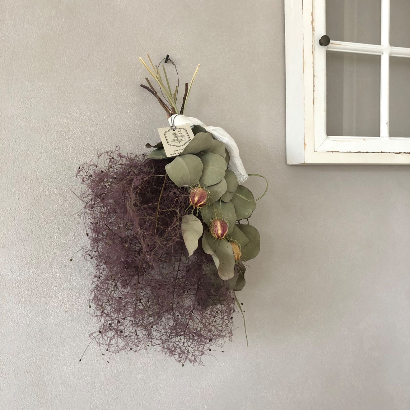 summer breeze スモークツリーとアジサイのスワッグ40cm