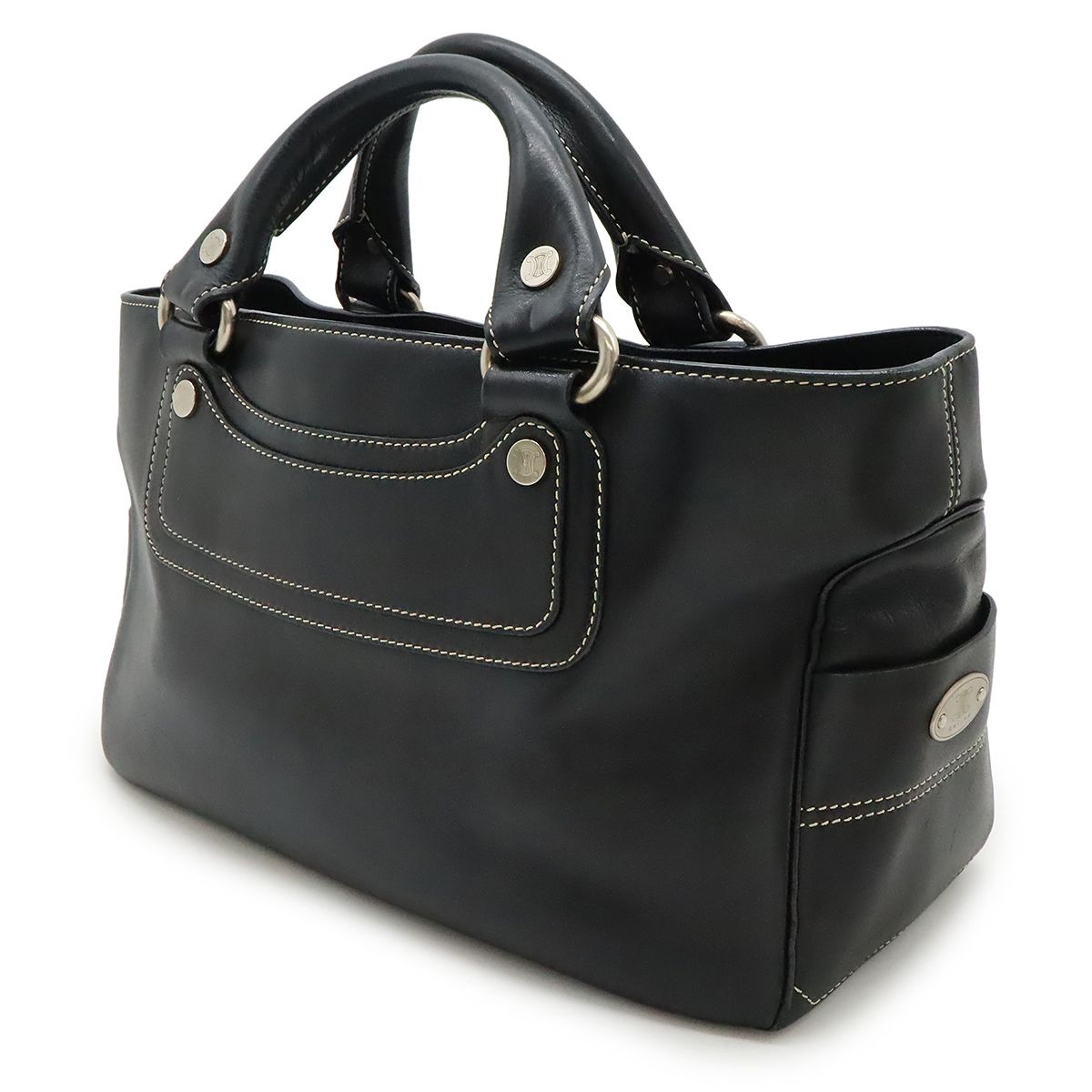 CELINE セリーヌ ハンドバッグ　馬車金具　サルキー　フォーマル　レザー 黒 CELINE ハンドバッグ 馬車金具 サルキー フォーマル レザー 黒