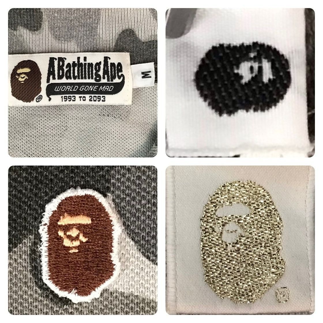 BAPE camo ポロシャツ Mサイズ グレー a bathing ape head エイプ