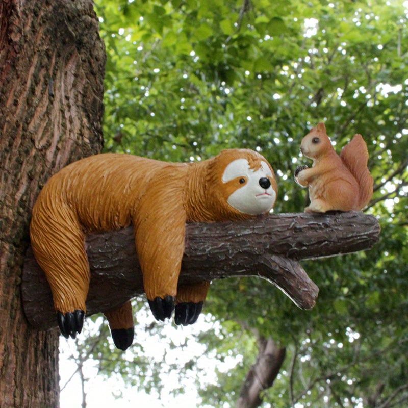 ツリーオブジェ インテリア ぶら下げ 木に寝そべっているナマケモノ アニマル 壁掛け オーナメント ユニーク ギフト 樹脂 ギフト プレゼン