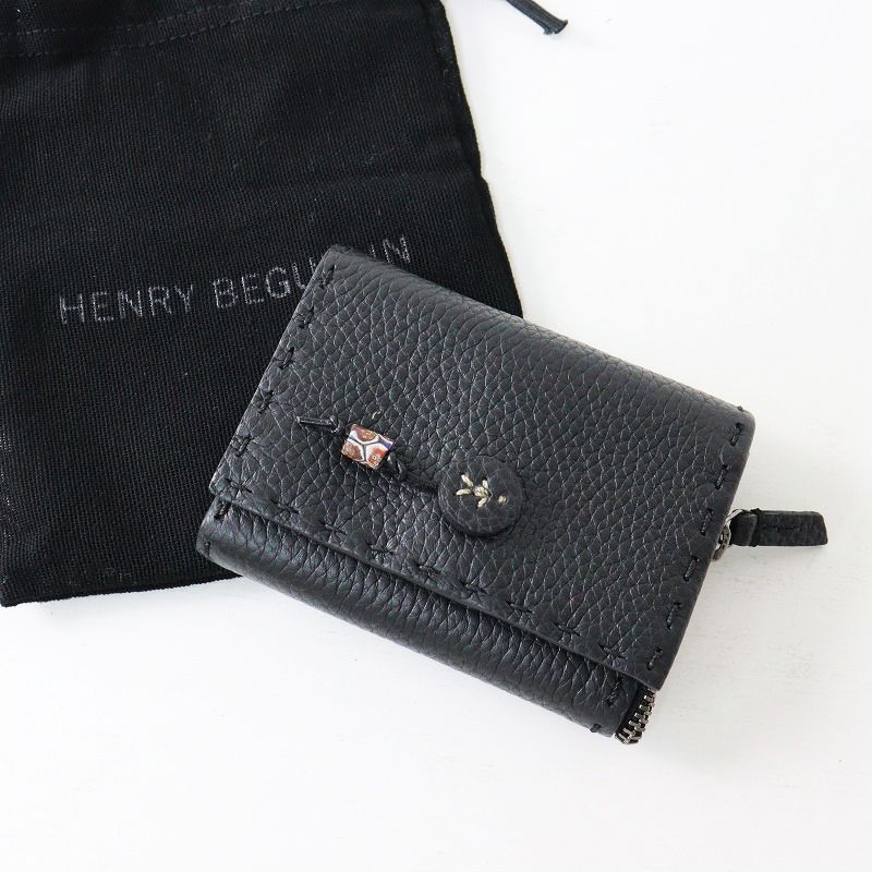 Henry Beguelin　エンリーベグリン　オミノくん　刺繍　レザーベルト 極美品 イタリア製 エンリーベグリン HENRY BEGUELIN オミノ刺繍