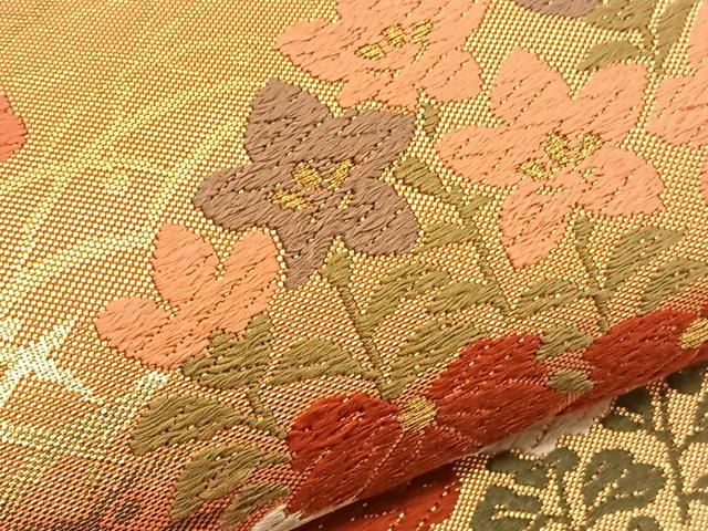 平和屋着物○佐賀錦 西陣 河合美術織物謹製 六通柄袋帯 唐織 草花文