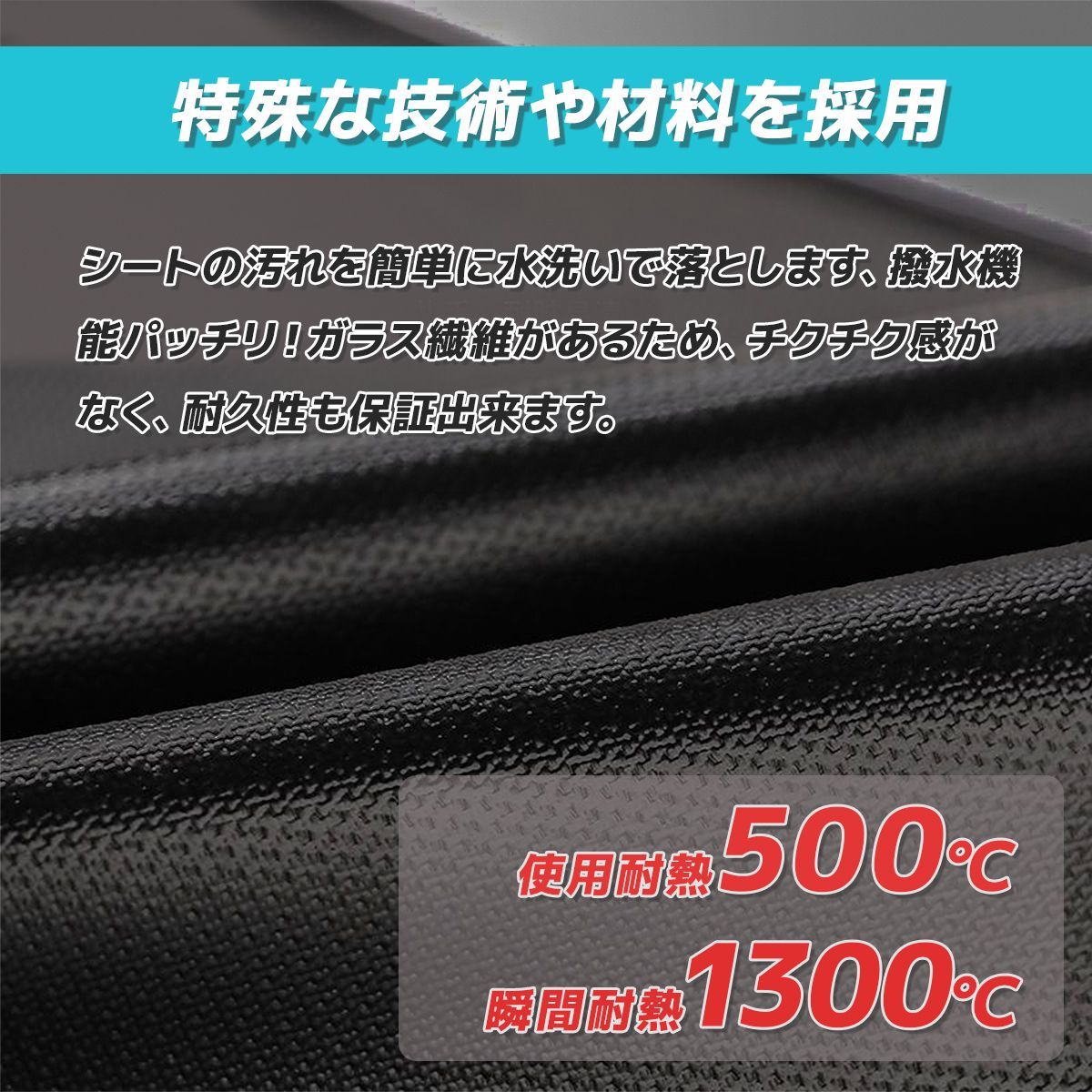 薪ストーブ用防火マット 80cm×60cm 瞬間耐火温度1300℃ ハトメ