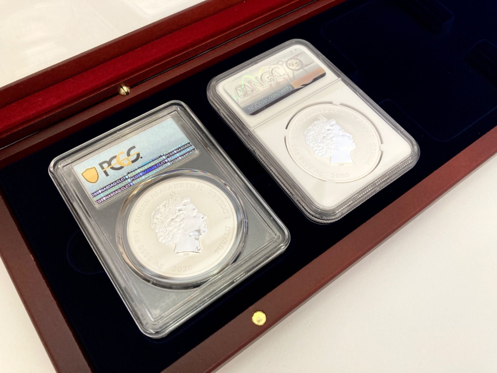 スラブコインケース スラブホルダー 木製 5枚用 上部ガラス 新品 NGC