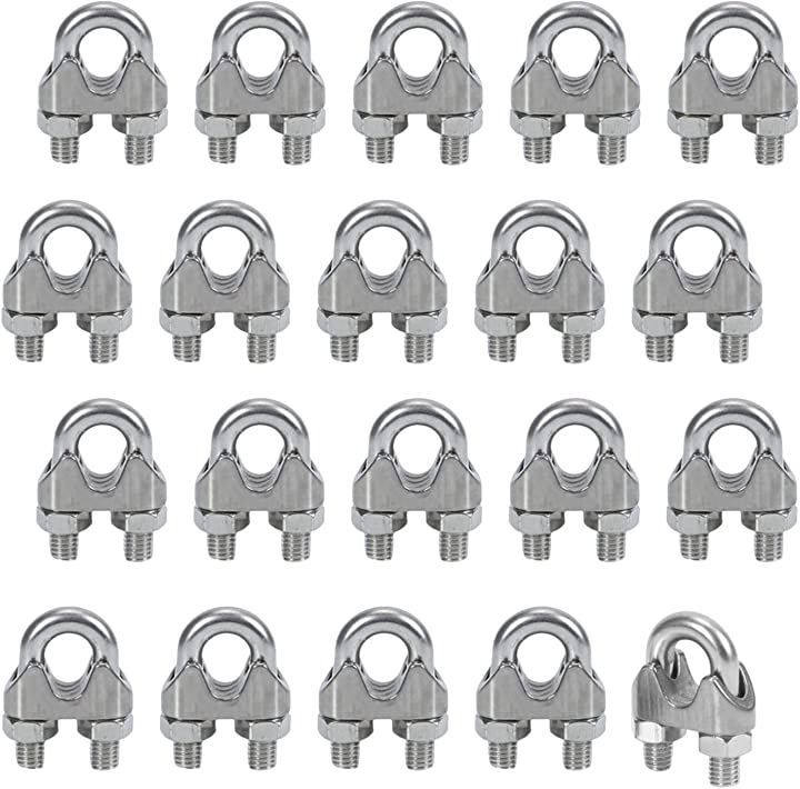 Rakishness! ケーブル 固定 金具 ワイヤークリップ ロープ止め ステンレスワイヤー 20個 セット