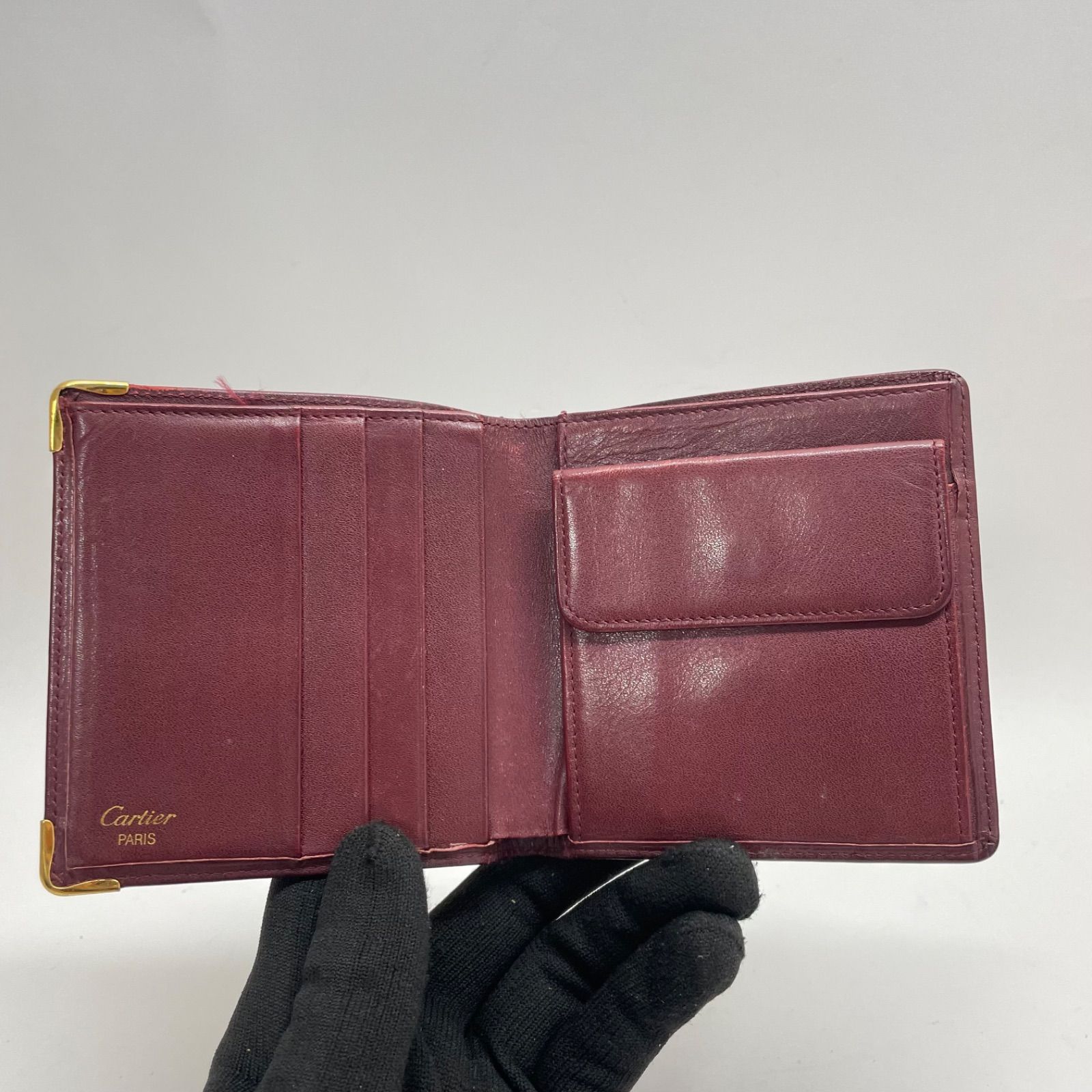 2145 Cartier カルティエ 二つ折り財布 マストライン ボルドー